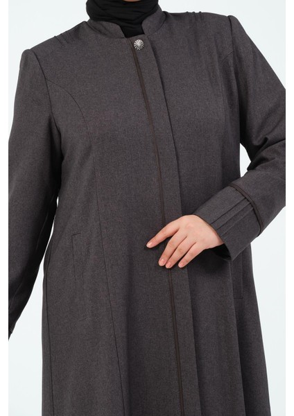 Ahugül Kadın Büyük Beden Astarlı Düğmeli Tesettür Pardesü indirimleri