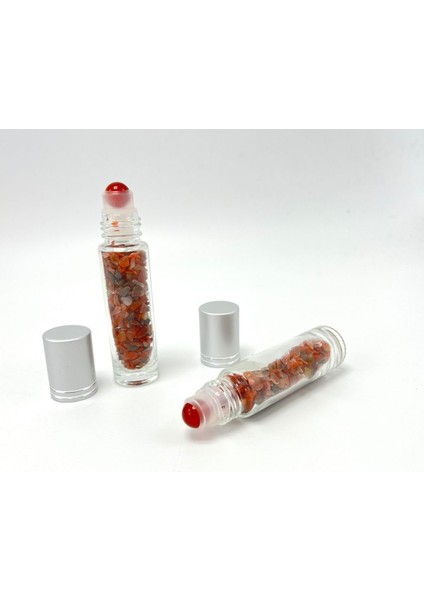 Sertifikalı Kırmızı Akik Doğal Taş Esans Şişesi ve Roller Masaj Aleti 10ML fırsatları