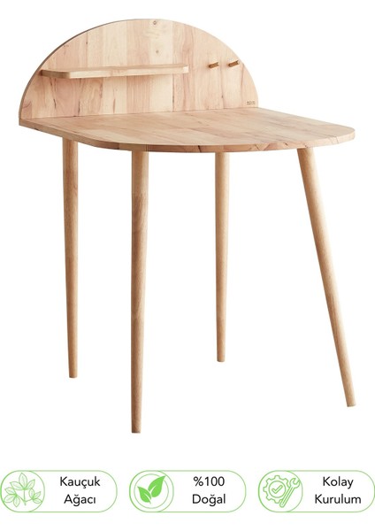 Natural Signature By Macco - Compact Chico Masa Ve Tabure Seti (3 Parça) Masif Kauçuk Ahşap