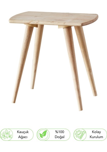 Natural Signature By Macco - Compact Chico Masa Ve Tabure Seti (3 Parça) Masif Kauçuk Ahşap