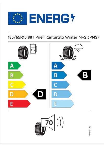 185/65 R15 88T Wtcıntpc01 Cinturato Winter D-B-70 Kış Oto Lastiği (Üretim Yılı: 2024)