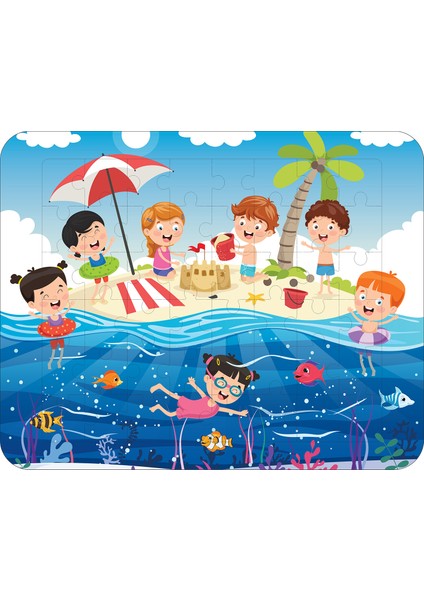 48 Parça Ahşap Eğitici Yapboz Puzzle Seti (Set 2)