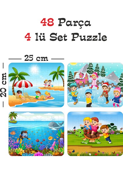 Gift Plus 48 Parça Ahşap Eğitici Yapboz Puzzle Seti (Set 3)