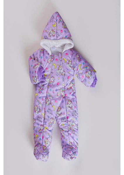 Unicorn Sweet Dreams Desenli Yeni Sezon Sabit Patikli Kürklü Bebek Kozmonot Astronot Tulum