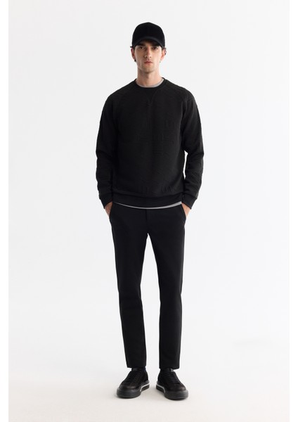Erkek Siyah Bisiklet Yaka Baskılı Elastan Regular Fit Sweatshirt A42Y1335 indirimleri