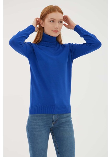 Standart Fit Balıkçı Yaka Triko Kazak Bayan Kazak 24K0401K1 modelleri