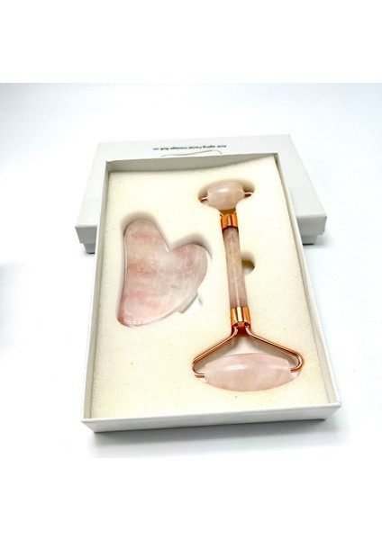 Sertifikalı Pembe Kuvars 1. Sınıf Kalite Roller ve Gua Sha Doğal Taş Masaj Aleti Takım fırsatları