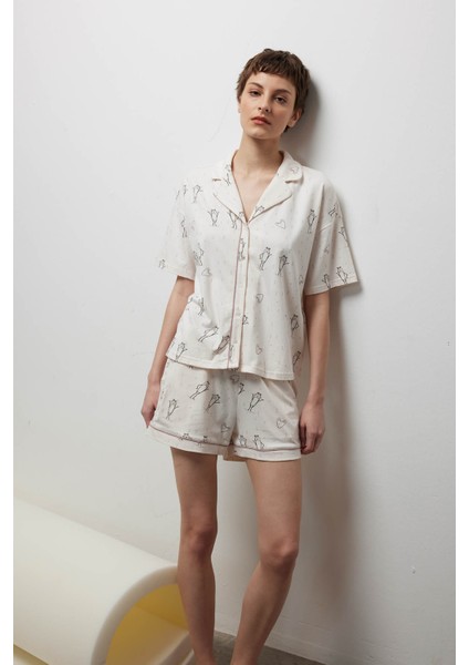Kadın Pamuklu Şort Pijama Altı