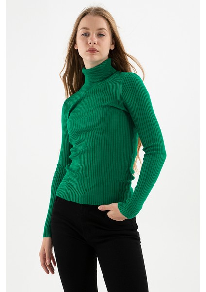 Slim Fit Balıkçı Yaka Fitilli Triko Kazak Bayan Kazak 24K0288K1 fiyatları