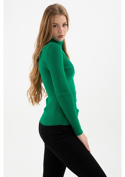 Slim Fit Balıkçı Yaka Fitilli Triko Kazak Bayan Kazak 24K0288K1 modelleri