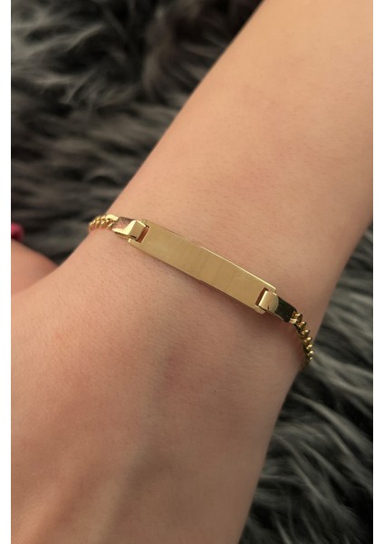 14 Ayar Altın Gurmet Zincirde Çocuk Künyesi modelleri