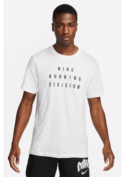 Dri Fit Running Division Men's Tee Erkek Koşu Antrenman Tişörtü Beyaz