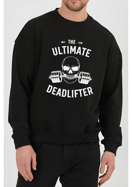Sporcu Kuru Kafa Baskılı Siyah Unisex Kadın Erkek Pamuklu Sweatshirt CU325
