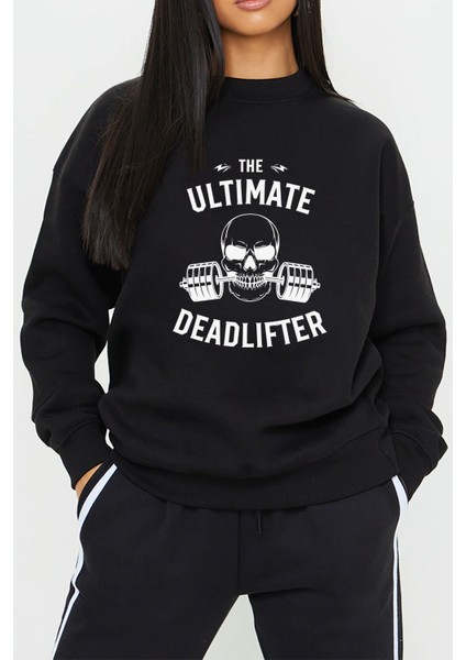 Sporcu Kuru Kafa Baskılı Siyah Unisex Kadın Erkek Pamuklu Sweatshirt CU325 fiyatları