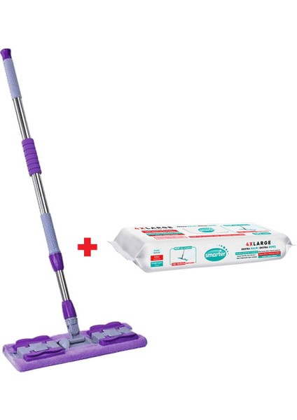 Mandallı Mop + Yer Temizlik Havlusu Hediyeli Microfiber Yüzey Set Paspas Duvar Cam Kıskaçlı Klipsli