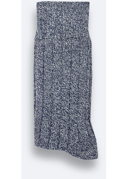 Erkek Lacivert Yün Karışımlı Fitilli Soket Çorap A42Y8500