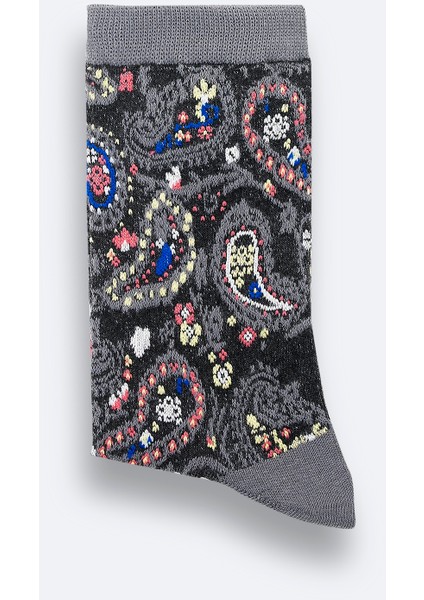Erkek Antrasit Pamuklu Desenli Soket Çorap A42Y8523
