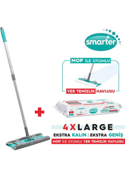 Magic Mop + Yer Temizlik Havlusu Hediyeli Paspas Mandallı Set Yüzey Bez Uyumlu