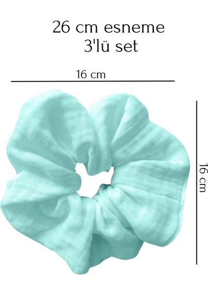 Dev Boy 3'lü Muslin Saç Lastiği Oversize Pamuklu Saç Tokası Set Scrunchie Toka Seti fiyatları