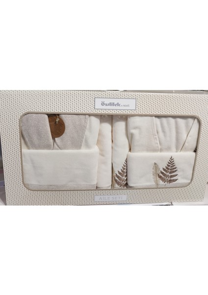 Cotton Bliss Krem-Bej Bornoz Aile Seti fiyatları