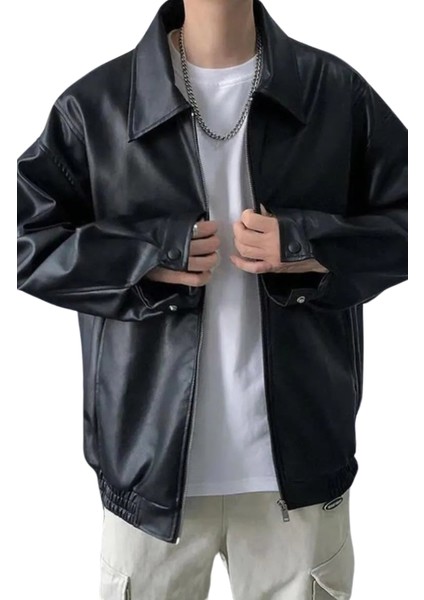 Oversize Ttpd Baskılı Streetwear Siyah Astarlı Deri Ceket, Taylor Swift Baskılı Deri Ceket fırsatları