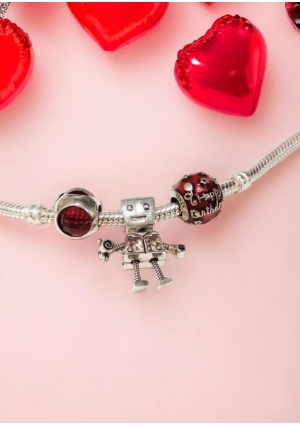 Defne Silver Erkek Robot Charm