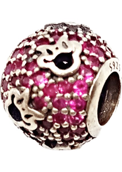 Kırmızı Taşlı, Minnie Figürlü Küre Charm
