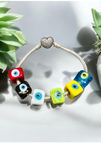 Beyaz Gözlü Murano Cam Charm