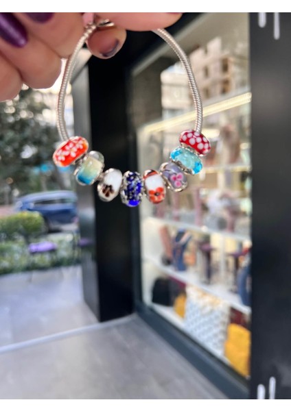 Turuncu Çiçekli Murano Charm fiyatları