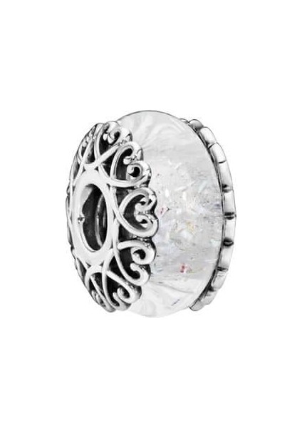 Beyaz Buz Kristali Murano Charm