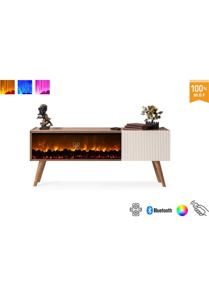 Mını Venıce Renk Modlu Şömineli Tv Ünitesi 130 cm %100 Mdf