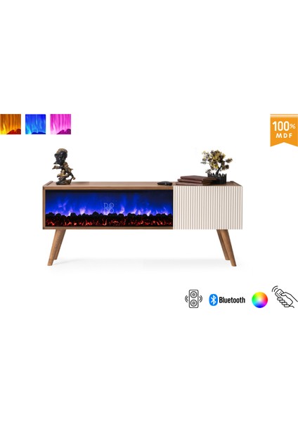 Mını Venıce Renk Modlu Şömineli Tv Ünitesi 130 cm %100 Mdf