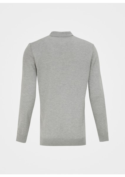 Polo Yaka Basic Düz Gri Melanj Erkek Kazak F4WM-KZK 2843 fiyatları