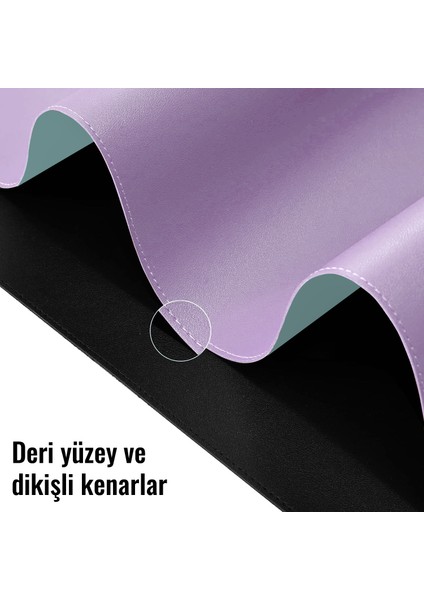 Çift Renk Deri Mousepad Laptop Bilgisayar Için 80X40 cm Lila ve Turkuaz