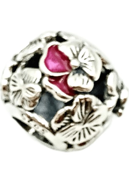 Pembe Çiçekli Küre Charm