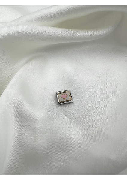 Kararmaz Çelik Nomi Pembe Kalp Italyan Charm