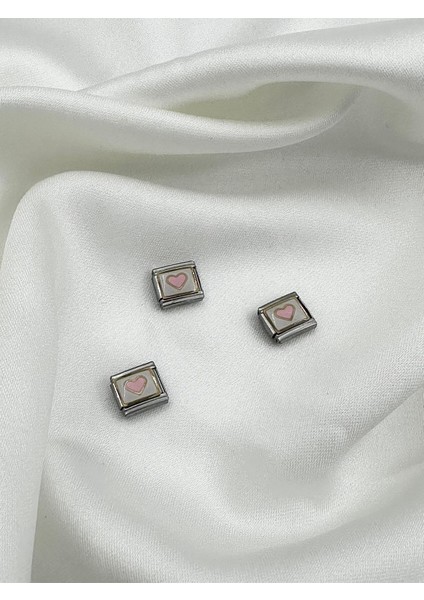 Kararmaz Çelik Nomi Pembe Kalp Italyan Charm fiyatları