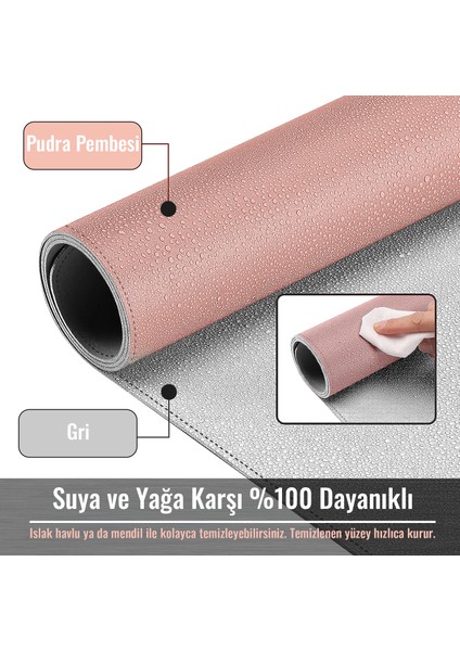 Çift Renk Deri Mousepad Laptop Bilgisayar Için 80X40 cm Pembe ve Gri