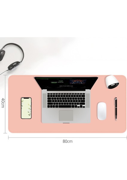 Çift Renk Deri Mousepad Laptop Bilgisayar Için 80X40 cm Pembe ve Gri