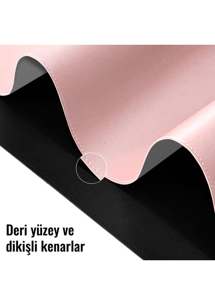 Çift Renk Deri Mousepad Laptop Bilgisayar Için 80X40 cm Pembe ve Gri