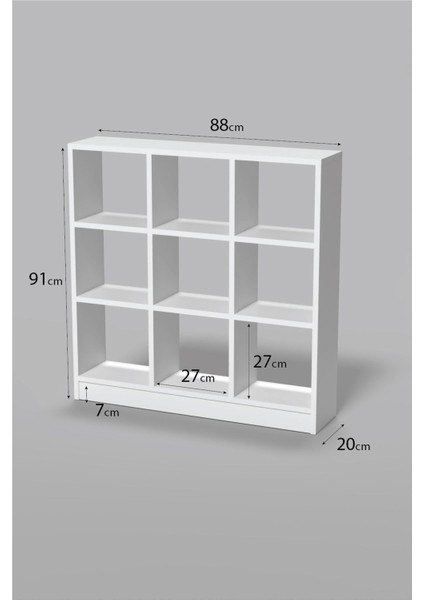 Kitaplık Çok Amaçlı Mutfak Raf Dolap 9 Bölmeli Beyaz