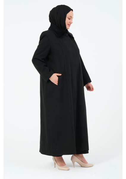 Bengül Kadın Büyük Beden Astarlı Tesettür Kaşe Manto modelleri