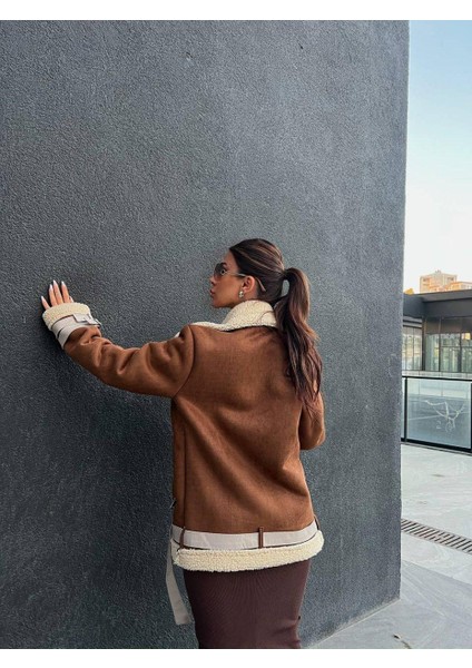 Içi Tamamen Peluş Kaplama Süet Kaban Kahverengi modelleri