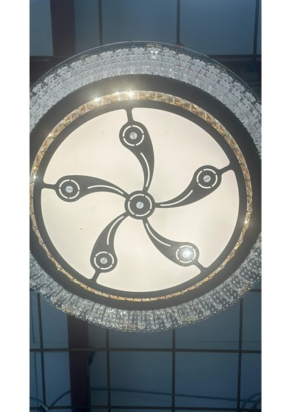 60CM Çapında Üç Renk Kristal Taşlı Plafonyer LED Avize Aydınlatma modelleri