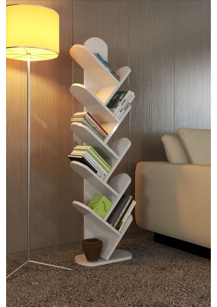 Gold Falez Kitaplık 10 Raflı Dekoratif Bölmeli Ev Ofis Çok Amaçlı Beyaz indirimleri