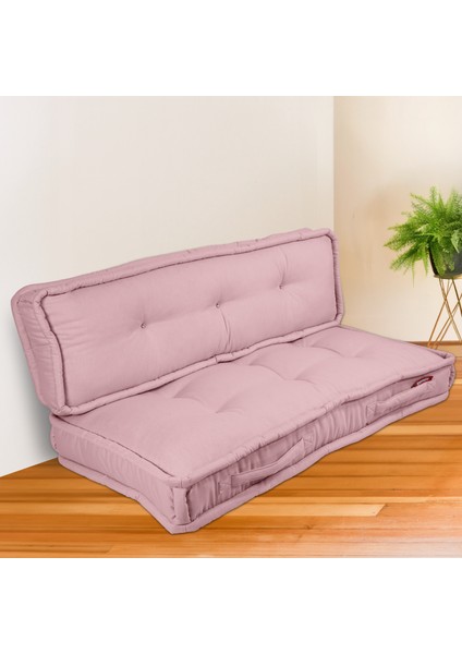 Bisküvi Minder Petek Önü Palet Üstü Minderi Fransız Minder Bank ve Bahçe Minderi 60X120X14 cm Pembe