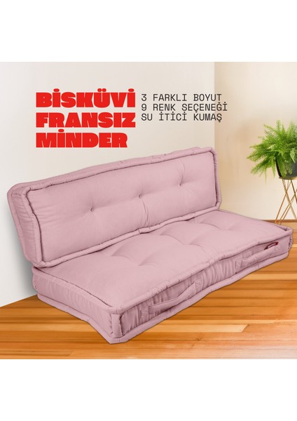 Bisküvi Minder Petek Önü Palet Üstü Minderi Fransız Minder Bank ve Bahçe Minderi 60X120X14 cm Pembe