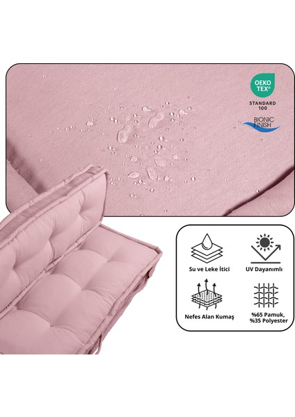 Bisküvi Minder Petek Önü Palet Üstü Minderi Fransız Minder Bank ve Bahçe Minderi 60X120X14 cm Pembe
