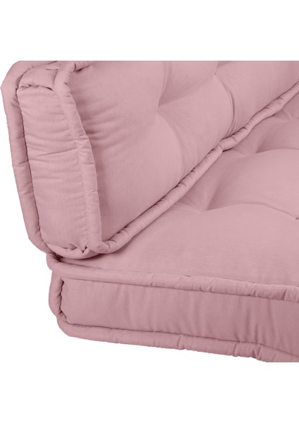 Bisküvi Minder Petek Önü Palet Üstü Minderi Fransız Minder Bank ve Bahçe Minderi 60X120X14 cm Pembe