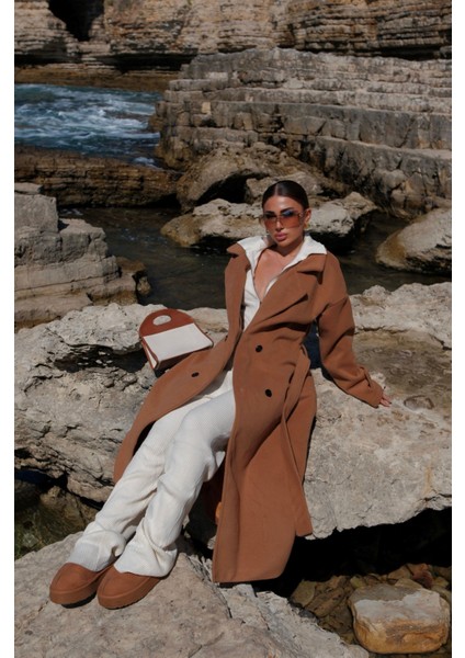 Sheila Kaşe Oversize Kaban 2985 Taba
